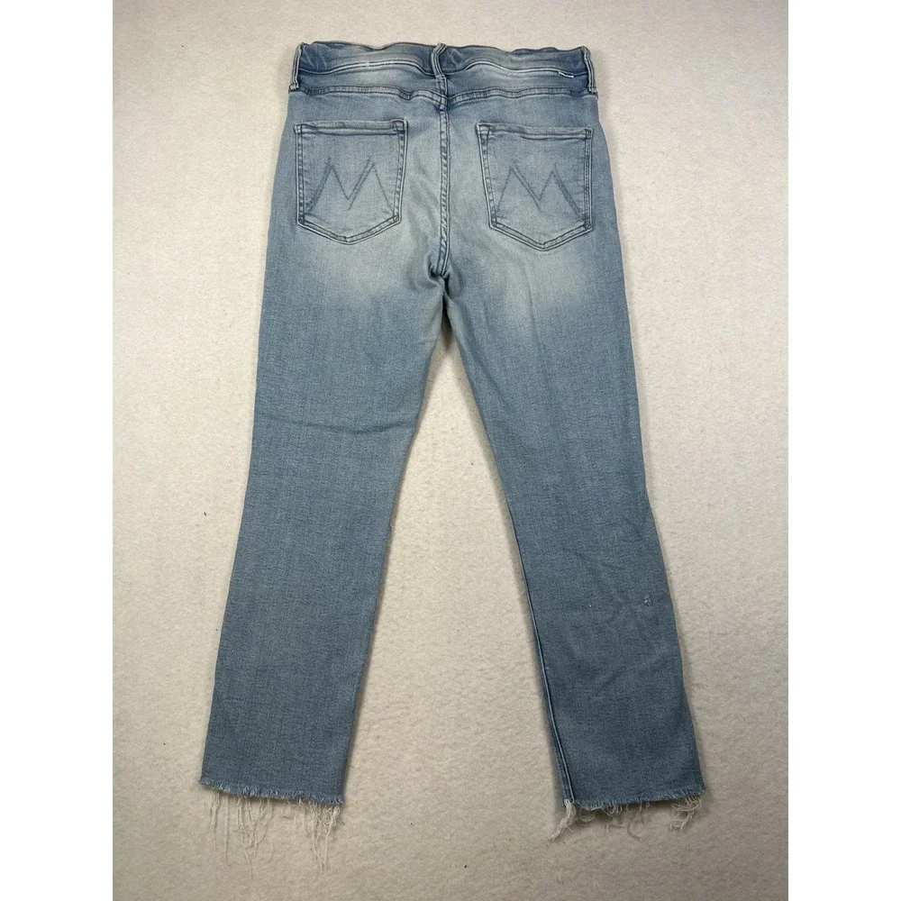 Mother Blue‎ The Mid Rise Dazzler Ankle Step Fray Jeans 31 Hopeless Romantic